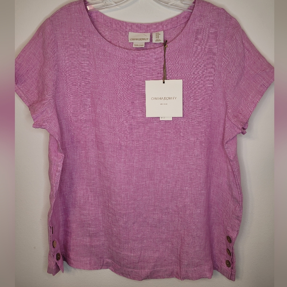 NWT Cynthia Rowley Linen Top Pink Summer Size M Spring Top,